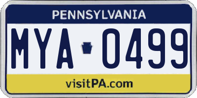 PA license plate MYA0499
