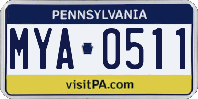 PA license plate MYA0511