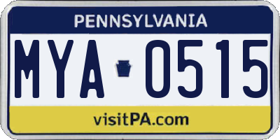 PA license plate MYA0515