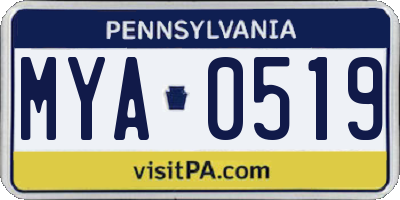 PA license plate MYA0519