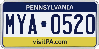 PA license plate MYA0520