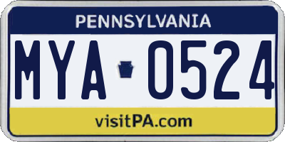 PA license plate MYA0524