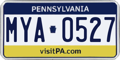 PA license plate MYA0527