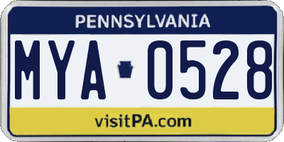 PA license plate MYA0528