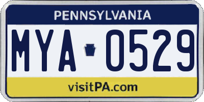 PA license plate MYA0529