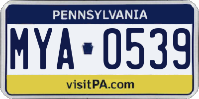 PA license plate MYA0539