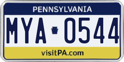 PA license plate MYA0544