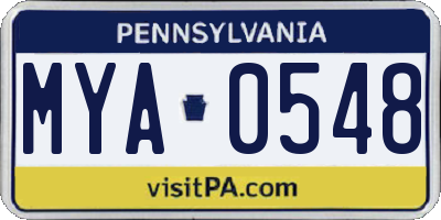 PA license plate MYA0548