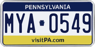 PA license plate MYA0549