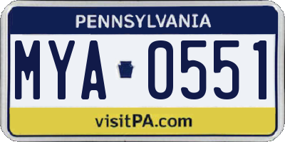 PA license plate MYA0551