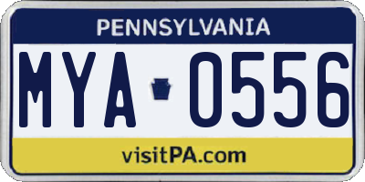 PA license plate MYA0556