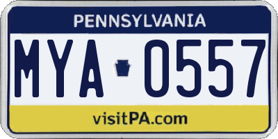 PA license plate MYA0557