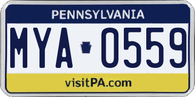 PA license plate MYA0559
