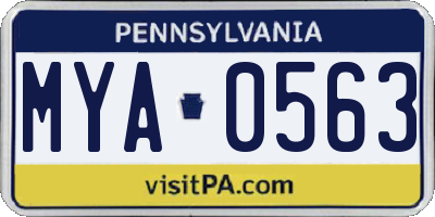 PA license plate MYA0563