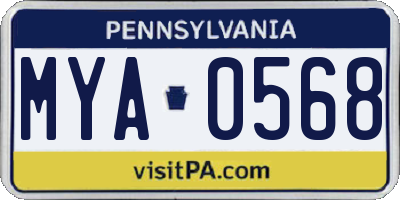 PA license plate MYA0568