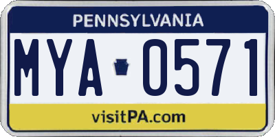 PA license plate MYA0571