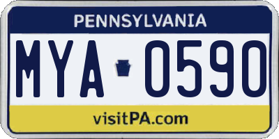 PA license plate MYA0590