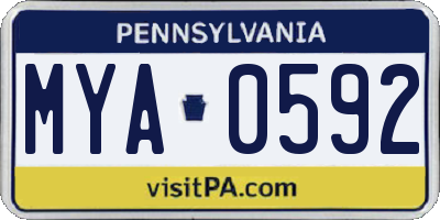 PA license plate MYA0592
