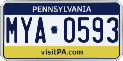 PA license plate MYA0593