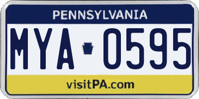 PA license plate MYA0595