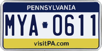 PA license plate MYA0611