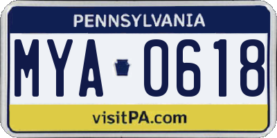 PA license plate MYA0618