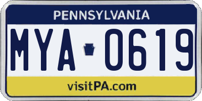 PA license plate MYA0619