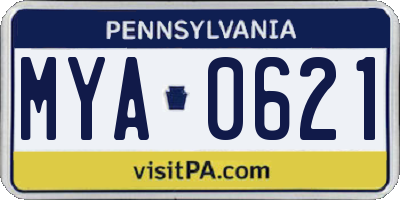 PA license plate MYA0621