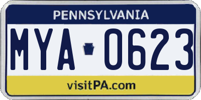 PA license plate MYA0623
