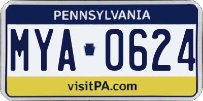 PA license plate MYA0624