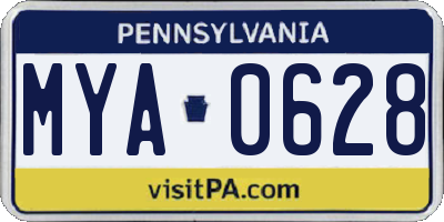 PA license plate MYA0628