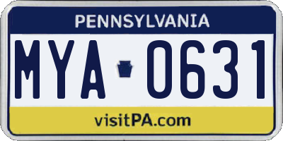 PA license plate MYA0631