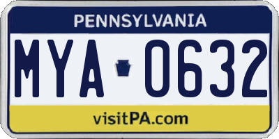 PA license plate MYA0632