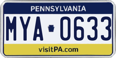 PA license plate MYA0633