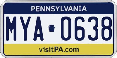 PA license plate MYA0638