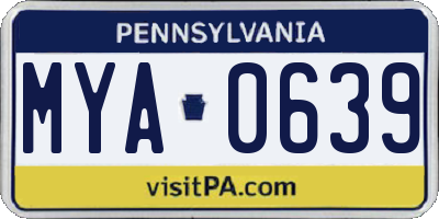 PA license plate MYA0639