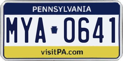 PA license plate MYA0641
