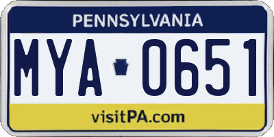 PA license plate MYA0651