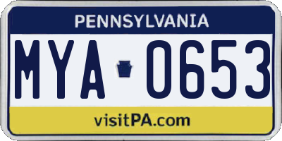 PA license plate MYA0653