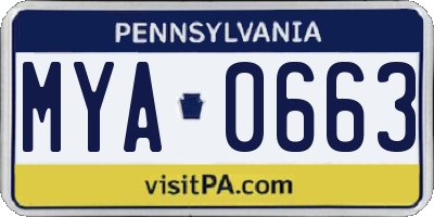 PA license plate MYA0663