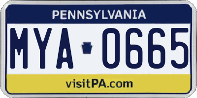 PA license plate MYA0665
