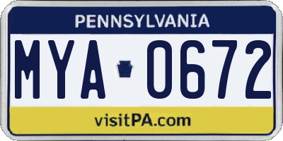 PA license plate MYA0672