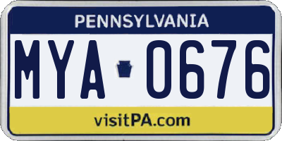 PA license plate MYA0676