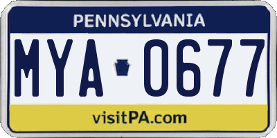 PA license plate MYA0677