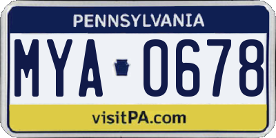 PA license plate MYA0678
