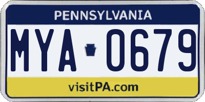 PA license plate MYA0679