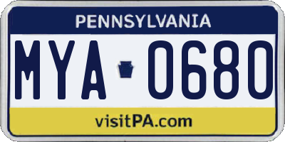 PA license plate MYA0680