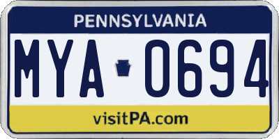 PA license plate MYA0694