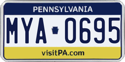 PA license plate MYA0695