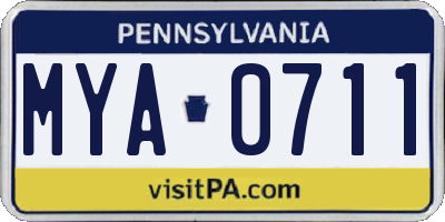 PA license plate MYA0711
